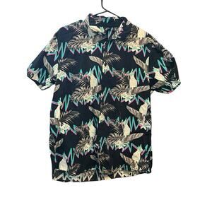 Neff Cockatoo Bird 90 Vibe Button Up Shirt Sunglass Beach Bro Tropical Medium